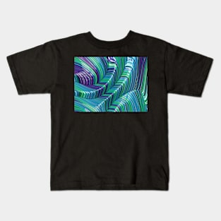 Turquoise and purple 3d effect fractal Kids T-Shirt